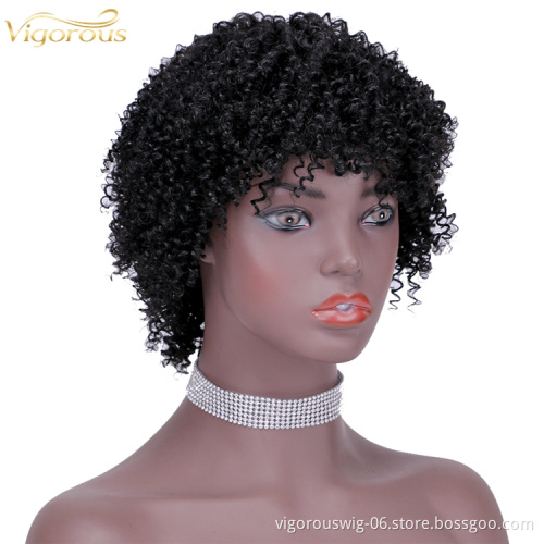 Short bob afro curly wholesale inch pixie cut wave black cheap glueless brazilian real human hair wigs black women